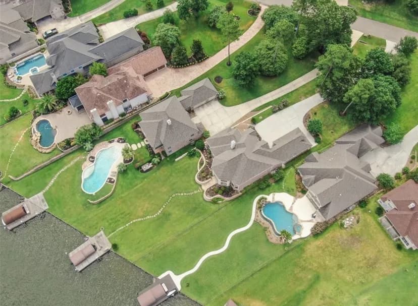 Aerial view of a residential estate roof
